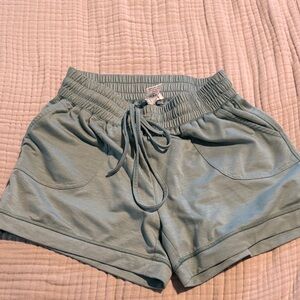 Women’s Relaxed Drawstring Athletic Shorts in Sage Green